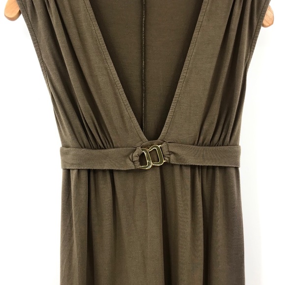 💕SALE💕Trina Turk Olive Green Deep V Dress - Picture 3 of 7